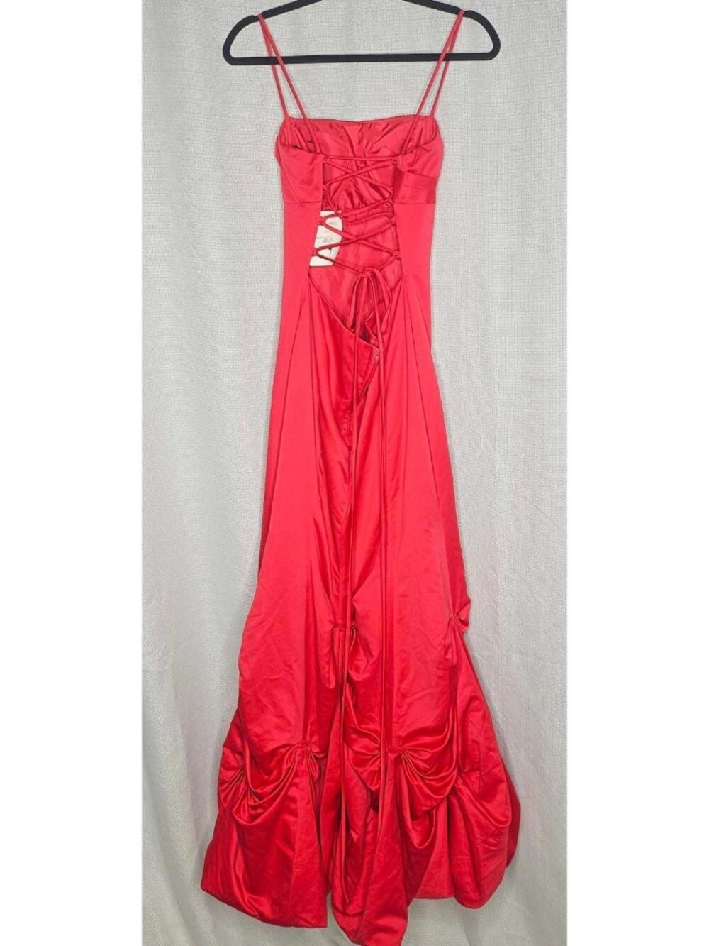Vintage NOS Y2K Josh & Jazz Red Satin Prom Dress Jr 7/8 Rhinestone Corset Gown - Picture 2 of 13